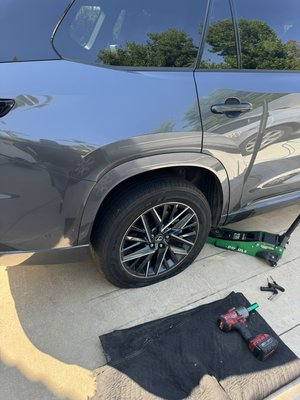 Got called in for a flat tire - So this Sunday morning, this gentleman gives us a call to let us know that his vehicle has a flat tire and he will not be home for the day that if we can attend to his vehicle so what we did was go to his address fix his vehicle flat tire send pictures to show him the progress as you can see here Got called in for a flat tire - So this Sunday morning, this gentleman gives us a call to let us know that his vehicle has a flat tire and he will not be home for the day that if we can attend to his vehicle so what we did was go to his address fix his vehicle flat tire send pictures to show him the progress as you can see here