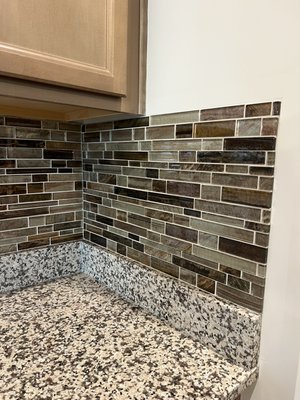 Tile finish - The client asked to paste a mosaic in the kitchen. The kitchen began to look very beautiful. The client was very satisfied. Tile finish - The client asked to paste a mosaic in the kitchen. The kitchen began to look very beautiful. The client was very satisfied.
