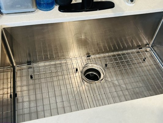 cleaning a sink! - "From a dirty, dull sink to a clean, shiny, and like-new one ✨. Pure Excellence Cleaning Services transforms your kitchen in minutes."
