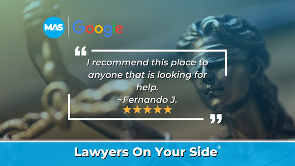 4.5 Rating on Google | Over 340 Reviews - 🌟 "MAS Law: Your Personal Injury Advocates with a 4.5-Star Edge! ⚖️"
With over 340 reviews, MAS Law proudly boasts a stellar 4.5-star rating. When it's about personal injury, our firm sets the gold standard. Discover why our clients trust us to fight for their rights and compensation. Experience excellence in legal representation today! 🌟 4.5 Rating on Google | Over 340 Reviews - 🌟 "MAS Law: Your Personal Injury Advocates with a 4.5-Star Edge! ⚖️"
With over 340 reviews, MAS Law proudly boasts a stellar 4.5-star rating. When it's about personal injury, our firm sets the gold standard. Discover why our clients trust us to fight for their rights and compensation. Experience excellence in legal representation today! 🌟