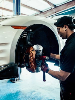 Nissan GT-R R35 Performance Brake Service - The Nissan GT-R R35 is one of the most capable performance cars ever built — and its braking system needs to match that level of intensity. We performed a full performance brake service on this R35, including pad replacement with high-performance compound pads, rotor inspection, caliper service, and brake fluid flush to ensure consistent, fade-free stopping power under hard driving conditions. The GT-R's Brembo brake system is engineered for serious performance, and cutting corners on brake maintenance simply isn't an option. Our ASE-certified technicians know these cars inside and out and use only quality parts that meet or exceed OEM specs. Whether you're pushing your GT-R on the track or just want confidence on the street, Dynasty Automotive keeps you stopping as hard as you accelerate. Trusted by Orlando's performance community for 20+ years.
