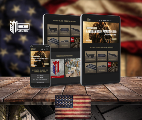 E2 Armory E-Commerce Website - TASK:
Branding
Strategy & Consulting
Video & Photography
Website Design
E-Commerce
Digital Marketing
Campaign
WEBSITE
E2Armory.com
American Made For American Heroes
CHALLENGE:
E2 Armory is a leading manufacturer of mil-spec Ar15 parts. Located in Daytona, Florida their massive manufacturing facility needed a front-end web presence to match their elite capabilities. In addition to rebranding and rebuilding their ecommerce platform, they needed an aggressive digital marketing campaign. C7 stepped up to help these patriots do it right.
SOLUTION:
We hit the ground with guns blazing. Our creative team got busy crafting the new visual identity while our consulting and web teams were mapping out our plan of attack. Starting with the e-commerce website, we spent the next few months getting E2’s online business built properly. After launch, we kicked into a highly targeted digital campaign focused on increasing sales and profits. E2 Armory E-Commerce Website - TASK:
Branding
Strategy & Consulting
Video & Photography
Website Design
E-Commerce
Digital Marketing
Campaign
WEBSITE
E2Armory.com
American Made For American Heroes
CHALLENGE:
E2 Armory is a leading manufacturer of mil-spec Ar15 parts. Located in Daytona, Florida their massive manufacturing facility needed a front-end web presence to match their elite capabilities. In addition to rebranding and rebuilding their ecommerce platform, they needed an aggressive digital marketing campaign. C7 stepped up to help these patriots do it right.
SOLUTION:
We hit the ground with guns blazing. Our creative team got busy crafting the new visual identity while our consulting and web teams were mapping out our plan of attack. Starting with the e-commerce website, we spent the next few months getting E2’s online business built properly. After launch, we kicked into a highly targeted digital campaign focused on increasing sales and profits.