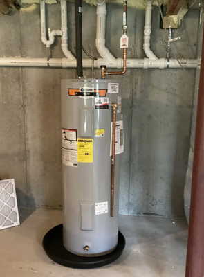 Water Heater Installation - 50-Gallon Electric Water Heater Installation in Bellingham, MA

We recently installed a 50-gallon State Select electric water heater backed by a 10-year warranty for a homeowner in Massachusetts. Our team reworked the water lines, wired the new unit, thoroughly tested the system, checked for leaks, and purged the plumbing to ensure everything was operating properly.

Another reliable water heater installation completed by G&C Plumbing & Heating!