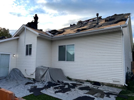 Reroof in 2022 - This re-roof was done in one day. The roof has Owen’s Corning Duration in Estate Grey and black accessories. Easy peasy. Reroof in 2022 - This re-roof was done in one day. The roof has Owen’s Corning Duration in Estate Grey and black accessories. Easy peasy.