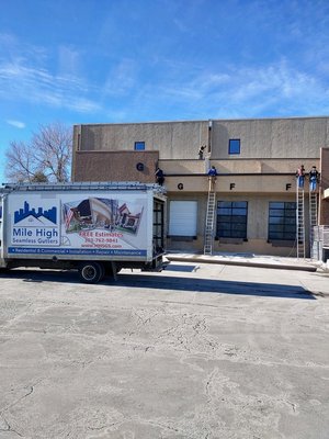 Commercial Gutter Systems - Just like you, we are business owners. We understand the importance of keeping your business protected against water damage. Whether it’s up at the eaves or down in the drainage system, Mile High Gutter has you covered! Commercial Gutter Systems - Just like you, we are business owners. We understand the importance of keeping your business protected against water damage. Whether it’s up at the eaves or down in the drainage system, Mile High Gutter has you covered!