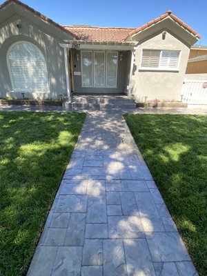 South Gate Beauty - Our customer reached out to us to have his old concrete & dirt removed, we installed this beautiful finish with a gloss sealer to protect it. rough cost about $9,000 for this size. We opened up his porch landing & look at his home now, Amazing!! He was so happy he had us do his backyard shortly after. South Gate Beauty - Our customer reached out to us to have his old concrete & dirt removed, we installed this beautiful finish with a gloss sealer to protect it. rough cost about $9,000 for this size. We opened up his porch landing & look at his home now, Amazing!! He was so happy he had us do his backyard shortly after.