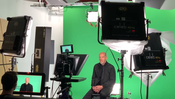 Green Screen Studio - Quickly switch between white cyc wall and green screen background for full body shots and 3 camera angles. Live switching included.