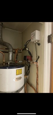 Hot water recirculating pump - This was installed after water repipe from galvanized to pex with a complete loop for hot water recirculating pump