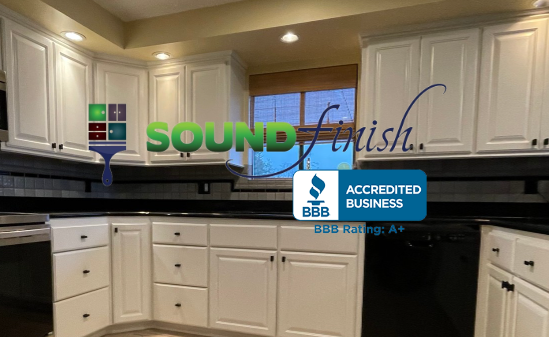 Can 20+ yr old cabinets be brought back to life? - Here are some before and after pictures from a job located in N. Camano Island here in December. Originally 20+ year old stained kitchen cabinets now painted a warm white. Replaced old drawer glides with new ones, added new knobs with the pre-existing knob holes.