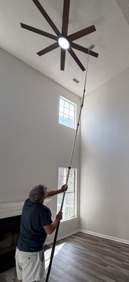 The right tools for the job - If you have difficult to reach areas in your home, we bring the tools necessary to access them. This ceiling fan mounted very high had so much dust on it.  This clearly had never been cleaned before.