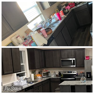 A couple of deep cleans - We customize our cleaning services to adapt to your specific needs and requirements. This clean will cover both general tasks and encompass additional areas.
​
Kitchen
Clean inside freezer
Clean/disinfect inside empty kitchen cabinets and drawers
Clean/disinfect inside refrigerator
Clean oven (circle regular or self-cleaning)
Clean area above kitchen cabinets 
Clean under exhaust fan/hood
Wash Cabinets
Remove items from cabinets, replace shelf paper, clean inside, and replace items
Wash out wastebaskets
Wash baseboards
Spot clean walls 
Wash doorframes and windowsills
Wash interior windows
Hand wash dishes or load dishwasher
Bathrooms
Clean/disinfect inside empty bathroom cabinets & drawers
Remove items from cabinets, clean inside, and replace items
Wash cabinets
Spot clean walls (depending on paint type)
Wash doorframes and windowsills
Wash interior windows
General​
Clean ceiling fans
Clean interior French doors
Move furniture to clean under & behind (weight permitting; items must have sliders to protect floors)
Polish silver
Remove books from bookshelves to clean
Roll up area rugs to clean 
Spot clean walls for dog rubbings or handprints (depending on paint type)
Vacuum upholstered furniture
Wash baseboards
Wash doorframes and windowsills
Wash interior windows
Wash wood paneling