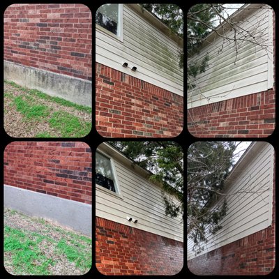 House Wash 2021 - This was a soft-wash to clean up the organic growth that had accumulated over the years on this house in San Antonio. The before pictures provide a good view of the growth on both the siding and foundation of the home. After we finished, it looked like new.