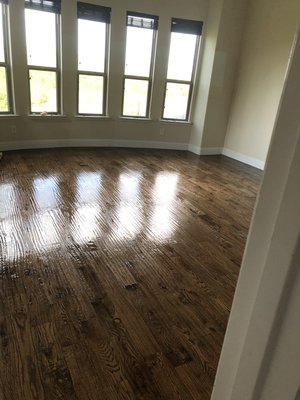 Nail Down Solid Hardwood - Removed the old builder grade carpet and added solid 3/4” Red Oak 5” Hardwood. We scraped and stained the wood on-site. Nail Down Solid Hardwood - Removed the old builder grade carpet and added solid 3/4” Red Oak 5” Hardwood. We scraped and stained the wood on-site.