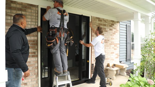 Carol Stream Renovation - In Carol Stream, Feldco installed a stunning Signet Fiberglass Entry Door, providing superior durability, security, and curb appeal with a beautiful, wood-grain finish. Carol Stream Renovation - In Carol Stream, Feldco installed a stunning Signet Fiberglass Entry Door, providing superior durability, security, and curb appeal with a beautiful, wood-grain finish.