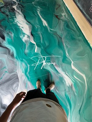 Aqua metallic floor - 1000 ft.² project I did for a shop, not too long ago, we finished this in four days and we charged this client $12,000 Aqua metallic floor - 1000 ft.² project I did for a shop, not too long ago, we finished this in four days and we charged this client $12,000