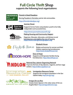 Local organizations we support - Full Circle Thrift contributes 10% of it's Net Revenue to Local Organizations that work to address the needs of the most vulnerable in our community.