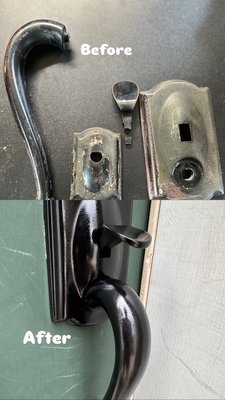 Front door handle restoration and installation - Fixture restoration and installation of front door handle Front door handle restoration and installation - Fixture restoration and installation of front door handle