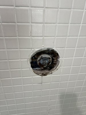 Master bathroom shower valve - Master bathroom shower valve dripping. Recommended replacement of the shower valve do to the age and unknown brand. Master bathroom shower valve - Master bathroom shower valve dripping. Recommended replacement of the shower valve do to the age and unknown brand.