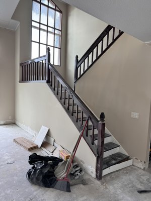 Complete Remodeling of the Staircase - For this project, we undertook a comprehensive staircase remodel to transform an outdated structure into a stunning centerpiece. The process began with the careful demolition of the old staircase, ensuring precision and safety at every step.
Next, we installed new, sturdy supports to create a strong foundation for the staircase. Once the framework was secure, we built and installed the base for the steps, ensuring perfect alignment and stability.
The final touch was crafting and installing brand-new oak steps, known for their durability and timeless elegance. Each step was meticulously measured, sanded, and finished to create a seamless and polished appearance.
The result is a beautifully remodeled staircase that combines functionality with sophisticated design, adding value and charm to the home. At Handy Beet, we deliver craftsmanship that elevates everyday living spaces. Complete Remodeling of the Staircase - For this project, we undertook a comprehensive staircase remodel to transform an outdated structure into a stunning centerpiece. The process began with the careful demolition of the old staircase, ensuring precision and safety at every step.
Next, we installed new, sturdy supports to create a strong foundation for the staircase. Once the framework was secure, we built and installed the base for the steps, ensuring perfect alignment and stability.
The final touch was crafting and installing brand-new oak steps, known for their durability and timeless elegance. Each step was meticulously measured, sanded, and finished to create a seamless and polished appearance.
The result is a beautifully remodeled staircase that combines functionality with sophisticated design, adding value and charm to the home. At Handy Beet, we deliver craftsmanship that elevates everyday living spaces.