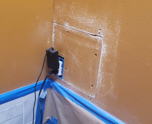 Drywall, outlet addition, paint matching - We specialize in the small things as well. Added an outlet above the tile per clients request. We went and matched the paint and patched it all up. a-z service Drywall, outlet addition, paint matching - We specialize in the small things as well. Added an outlet above the tile per clients request. We went and matched the paint and patched it all up. a-z service