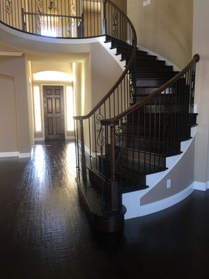 Wood Floors Installation in Keller/North Fort Worth Area - The solid wood floors in this house were restored as well as the wooden staircase. We installed engineered wood floors throughout the whole upstairs but wet areas and media room. Wood Floors Installation in Keller/North Fort Worth Area - The solid wood floors in this house were restored as well as the wooden staircase. We installed engineered wood floors throughout the whole upstairs but wet areas and media room.