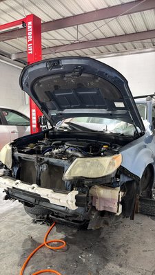 Subaru 2009 change rack and pinion and ac compresor - Severe rack-and-pinion leak. We replaced this A/C compressor because its cooling performance was poor.