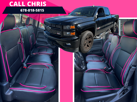Dodge RAM Receives A Boldly Feminine Transformation - To enhance the black leather seats of the Dodge pickup truck and infuse a feminine touch as per the customer's request, hot pink piping was meticulously added. The careful incorporation of this vibrant color provided a bold and personalized statement without overwhelming the interior. The customer aimed to create a unique and distinctive look while maintaining a balance.
Our team ensured precision and attention to detail during the installation process, delivering exactly as promised. The result was a customized and stylish interior that perfectly reflected the customer's personality. The hot pink piping not only added flair to the black leather seats but also transformed the overall aesthetic of the truck. The customer was delighted with the end product, expressing extreme satisfaction with the personalized and bold upgrade to her vehicle. Dodge RAM Receives A Boldly Feminine Transformation - To enhance the black leather seats of the Dodge pickup truck and infuse a feminine touch as per the customer's request, hot pink piping was meticulously added. The careful incorporation of this vibrant color provided a bold and personalized statement without overwhelming the interior. The customer aimed to create a unique and distinctive look while maintaining a balance.
Our team ensured precision and attention to detail during the installation process, delivering exactly as promised. The result was a customized and stylish interior that perfectly reflected the customer's personality. The hot pink piping not only added flair to the black leather seats but also transformed the overall aesthetic of the truck. The customer was delighted with the end product, expressing extreme satisfaction with the personalized and bold upgrade to her vehicle.