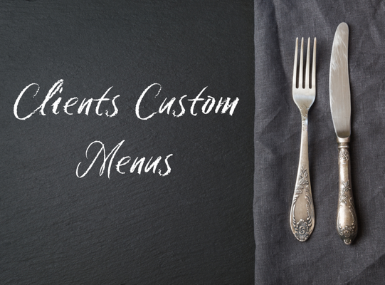 Client's Custom Menus - A collage of our custom menus from our clients over the past several years.