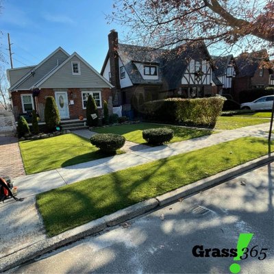Both Front and Backyard about 1,500 sq ft about $18,750 in Floral Park, NY - This customer loved his backyard so much he had his come back and do the front yard as well. Give us a call and throw the lawn mower away!