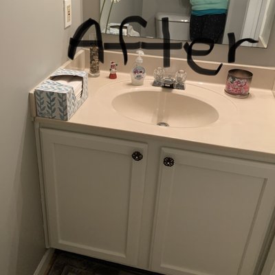 Need a Painter? - painted bathroom walls and cabinets.