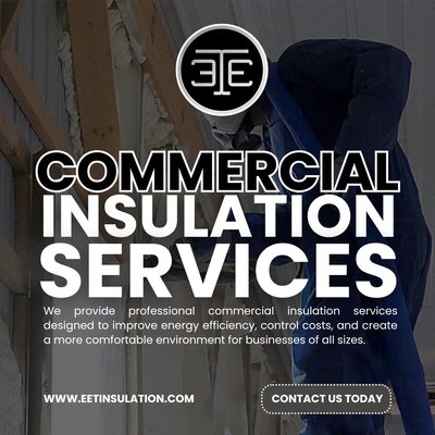 Commercial Insulation Services - High-Performance Solutions for Maryland Businesses

EET Insulation understands that commercial facilities—from warehouses and offices to retail spaces and industrial properties—have unique and demanding insulation needs. Energy costs are a major operational expense, and optimizing the building envelope is key to controlling the bottom line. We deliver tailored commercial insulation services designed to maximize energy efficiency, improve occupant comfort, and enhance asset protection.

Comprehensive Commercial Offerings:

Customized Material Selection: We provide a full range of high-performance materials including robust spray foam, specialized rigid foam boards, and commercial-grade batt and mineral wool insulation. We assess your structure’s type, use case, and local building codes to recommend the optimal system for thermal, fire, and acoustic performance.

Retrofitting and New Construction: Whether you are constructing a new facility or retrofitting an aging building, our team handles projects of all sizes. We focus on sealing and insulating critical areas like roof decks, metal structures, masonry walls, and large mechanical rooms to stop significant energy leaks.

Moisture and Sound Control: Commercial spaces often require high levels of sound attenuation between offices or from external sources. Our solutions provide effective soundproofing while also offering advanced moisture barriers, crucial for protecting inventory and equipment.

Minimum Disruption: We coordinate closely with project managers and business owners to schedule work efficiently, minimizing disruption to your daily operations. Our professional crews prioritize safety and cleanliness on every job site.

Partner with EET Insulation to invest in a commercial insulation system that delivers measurable savings and provides a comfortable, productive environment for your employees and customers.