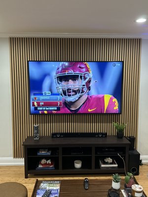 Acoustic Wall Panel Installation behind the TV - 4 Acoustic Panels Installed behind the TV as an accent wall Acoustic Wall Panel Installation behind the TV - 4 Acoustic Panels Installed behind the TV as an accent wall