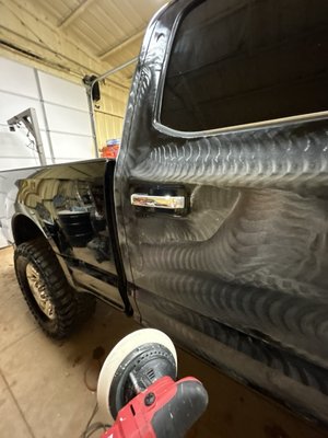 Paint correction and ceramic coating (5 year protection) - Black paint doesn’t lie — it shows everything, and this Ford F-250 had years of swirls, haze, and scratches telling the story. I started with a deep decontamination wash, then spent hours in paint correction, leveling out imperfections and restoring that rich, mirror-like gloss. Once the surface was flawless, I locked it in with a professional-grade ceramic coating to protect against the sun, rain, and road grime. Now, the finish looks deeper than factory and feels slicker than glass — water beads, dust slides off, and heads turn. This isn’t just a clean truck — it’s a full transformation. Paint correction and ceramic coating (5 year protection) - Black paint doesn’t lie — it shows everything, and this Ford F-250 had years of swirls, haze, and scratches telling the story. I started with a deep decontamination wash, then spent hours in paint correction, leveling out imperfections and restoring that rich, mirror-like gloss. Once the surface was flawless, I locked it in with a professional-grade ceramic coating to protect against the sun, rain, and road grime. Now, the finish looks deeper than factory and feels slicker than glass — water beads, dust slides off, and heads turn. This isn’t just a clean truck — it’s a full transformation.