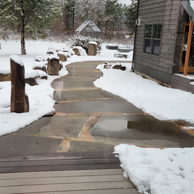 Never Shovel Snow Again with Radiant Heated Walkways and Driveways! - Radiant heating is not just for buildings. Enjoy always-clear walkways and driveways even in the harshest of winter weather by having Janes Radiant Heating install a snowmelt system before you have your pavers or concrete poured. Never Shovel Snow Again with Radiant Heated Walkways and Driveways! - Radiant heating is not just for buildings. Enjoy always-clear walkways and driveways even in the harshest of winter weather by having Janes Radiant Heating install a snowmelt system before you have your pavers or concrete poured.
