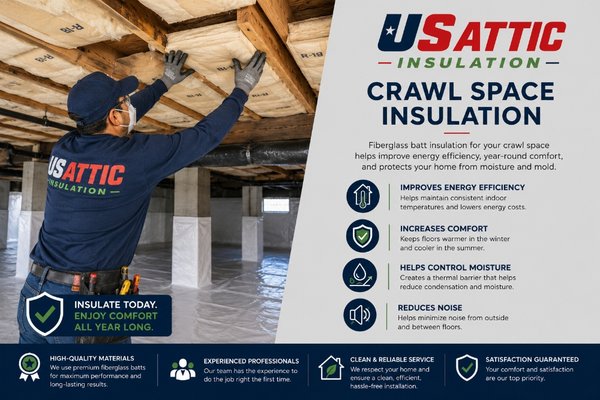 Crawl Space Insulation - Fiberglass batt insulation improves comfort, energy efficiency, and temperature control year-round. Crawl Space Insulation - Fiberglass batt insulation improves comfort, energy efficiency, and temperature control year-round.