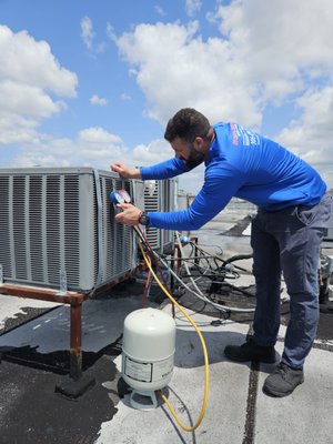 Inspection & Maintenance of your Air Conditioning every six months - Maintenance of your Air Conditioning every six month:
Inspection of Supply voltage & amps - Hi/Lo pressure safety controls - Control wiring & terminals - Heating/Cooling Control operations - Operating temperature - Motor bearing condition & lube -Thermostat calibration & adjustment - Coil inspection - Blower wheel condition - High voltage wiring connections - Units anti-vibration pads - Obvious Freon & oil leaks - Condensation drain check - Flush Drain Lines and Wash/replace filter. includes 15% Discount on all Repairs. Inspection & Maintenance of your Air Conditioning every six months - Maintenance of your Air Conditioning every six month:
Inspection of Supply voltage & amps - Hi/Lo pressure safety controls - Control wiring & terminals - Heating/Cooling Control operations - Operating temperature - Motor bearing condition & lube -Thermostat calibration & adjustment - Coil inspection - Blower wheel condition - High voltage wiring connections - Units anti-vibration pads - Obvious Freon & oil leaks - Condensation drain check - Flush Drain Lines and Wash/replace filter. includes 15% Discount on all Repairs.