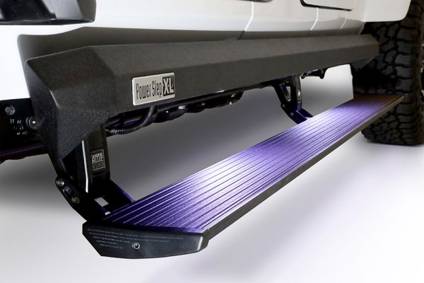 AMP Electric Running Boards - The AMP Research Power Step running board is a full length deploying automatic powered running boards that are triggered by the vehicles existing door latching system on your truck or SUV. The board is constructed of high-grade aircraft aluminum and has a textured non skip surface specifically designed to prevent any mishaps when entering or exiting the vehicle. The Power Step utilizes weatherproof motors from the top industry manufactures. Its durable construction handles just about anything the steps will encounter. AVAILABLE FOR TRUCKS AND SUV'S AMP Electric Running Boards - The AMP Research Power Step running board is a full length deploying automatic powered running boards that are triggered by the vehicles existing door latching system on your truck or SUV. The board is constructed of high-grade aircraft aluminum and has a textured non skip surface specifically designed to prevent any mishaps when entering or exiting the vehicle. The Power Step utilizes weatherproof motors from the top industry manufactures. Its durable construction handles just about anything the steps will encounter. AVAILABLE FOR TRUCKS AND SUV'S