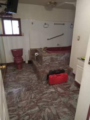 bathroom demolition for renovation - this model was done because the owner Want it new cabinets and also a new floor and tub 
so, we help him with his project & was happy after we clean up  
please see more photos from Our previews projects