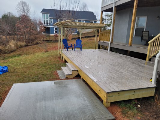 Deck . Trellises and hot tub pad addition - We added 23x13 foot trex deck with trellises stairs and a hot tub pad.
You dream it we build it. Deck . Trellises and hot tub pad addition - We added 23x13 foot trex deck with trellises stairs and a hot tub pad.
You dream it we build it.