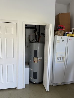 Water heater swap - Removed existing 80 gallon water heater. Installed State ProLine Commercial Grade 50 gallon water heater with mixing valve. Water heater swap - Removed existing 80 gallon water heater. Installed State ProLine Commercial Grade 50 gallon water heater with mixing valve.