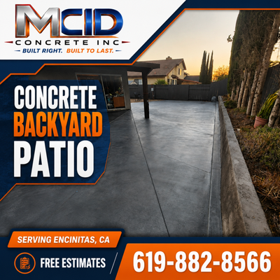 Backyard - Custom stamped concrete backyard patio installation creating a beautiful and functional outdoor space. Backyard - Custom stamped concrete backyard patio installation creating a beautiful and functional outdoor space.