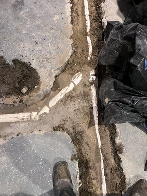 Replacement of Cast Iron drains - This was a replacement of cast-iron drain and basement. Old cast-iron pipe was rotted from the bottom and causing backups throughout the home. Broke up about 70 feet of cast-iron drains in basement and replaced with schedule 40 PVC. Once inspection was approved we returned to pour concrete Replacement of Cast Iron drains - This was a replacement of cast-iron drain and basement. Old cast-iron pipe was rotted from the bottom and causing backups throughout the home. Broke up about 70 feet of cast-iron drains in basement and replaced with schedule 40 PVC. Once inspection was approved we returned to pour concrete