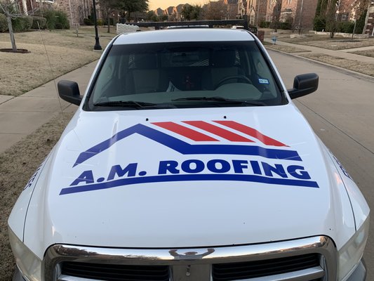 A.M. Roofing - This was a partial wrap done on a truck for a local roofing company. A.M. Roofing - This was a partial wrap done on a truck for a local roofing company.