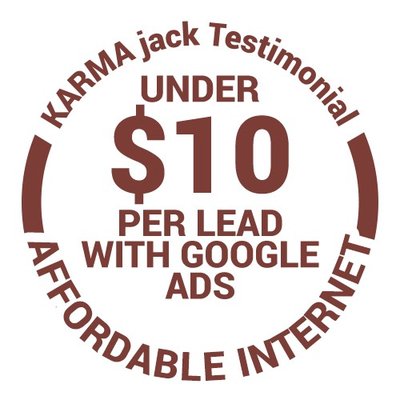 Under $10 Per Lead with Google Ads for Affordable Internet - KARMA jack digital marketing services lead to another successful case study. After our work, Affordable Internet was getting under $10 per lead with Google Ads. Under $10 Per Lead with Google Ads for Affordable Internet - KARMA jack digital marketing services lead to another successful case study. After our work, Affordable Internet was getting under $10 per lead with Google Ads.
