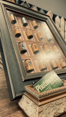 Framing Film Canisters - This was a very close to my heart project making a donation auction item for Rotary club of Monrovia which was held a few months back. Everyone loved it and it got sold , of course.