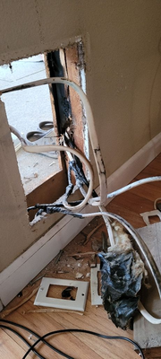 No Power in Hilmar - There was no power to part of the home. Diagnostic revealed that someone hide some cut wires behind the doggy door and almost burned the place down. Had to make a couple of J-box connections to make it safe and accessible. No Power in Hilmar - There was no power to part of the home. Diagnostic revealed that someone hide some cut wires behind the doggy door and almost burned the place down. Had to make a couple of J-box connections to make it safe and accessible.