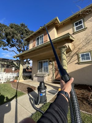 2 Story Gutter Cleaning - These gutters were clogged for quite some time causing leaking from the side of the building. Now the downspouts flow just fine! 2 Story Gutter Cleaning - These gutters were clogged for quite some time causing leaking from the side of the building. Now the downspouts flow just fine!