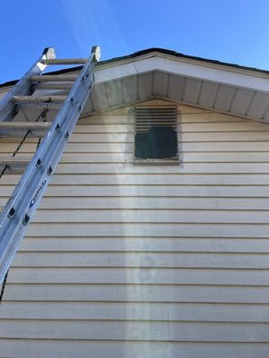Gable vent replacement - Replacement and repair of damaged gable vent by raccoons that another company screened over