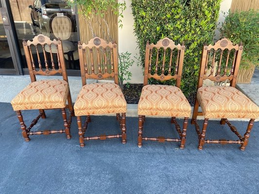 Dining Chair Re-Upholstery - The dining chairs are antique and needed to be rebuilt.  We replaced the webbing and foam for seat support and then re-upholstered them in a stain resistant fabric.  We supplied the fabric.