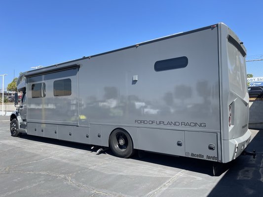 2023 Dynamax Super C RV Fiberglass - This 2023 Dynamax Super C from Upland Ford Racing came in for rear cap Fiberglass repair. We were able to repair this coach and get it back on the road within 1 week! 2023 Dynamax Super C RV Fiberglass - This 2023 Dynamax Super C from Upland Ford Racing came in for rear cap Fiberglass repair. We were able to repair this coach and get it back on the road within 1 week!
